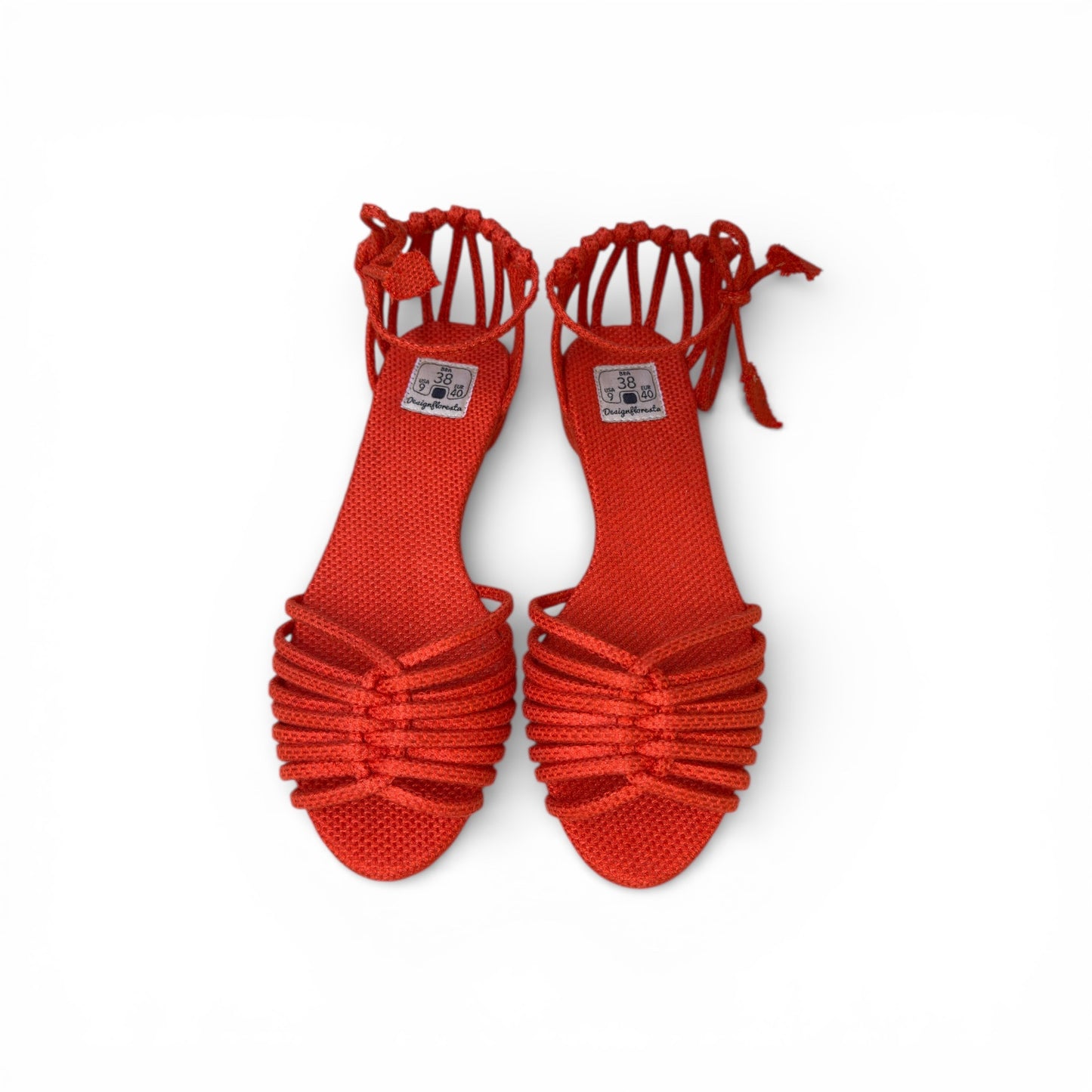 Sandália Trança Verão Cor Abóbora Salto Altura 1 cm n.38