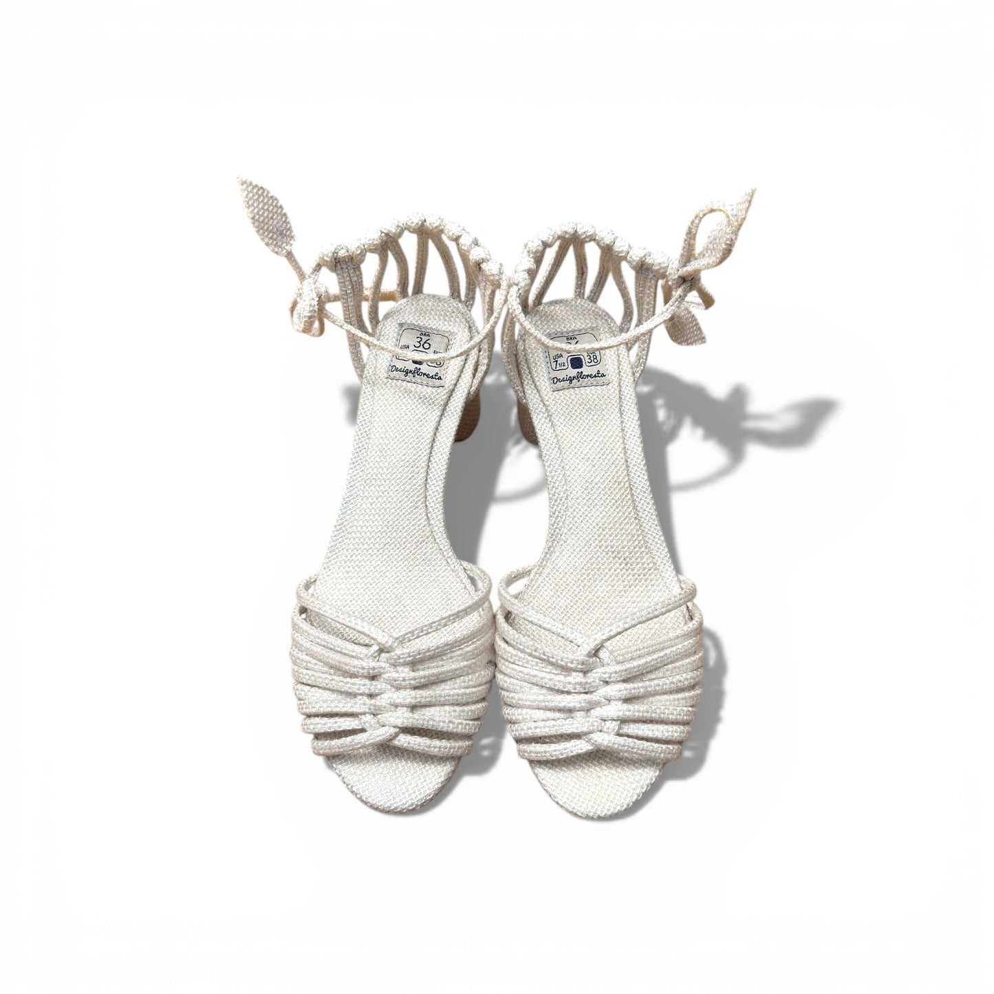 Sandália Trança Verão Cor Natural Salto Bloco Altura 5,5 cm n.36