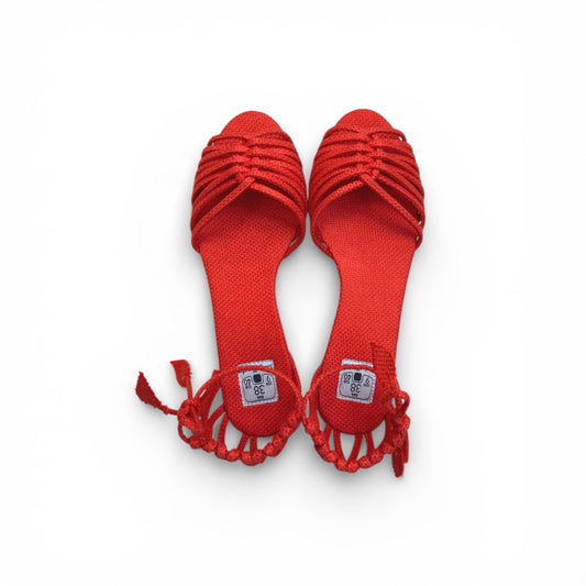 Sandália Trança Verão Cor Abóbora Salto Altura 1 cm n.38