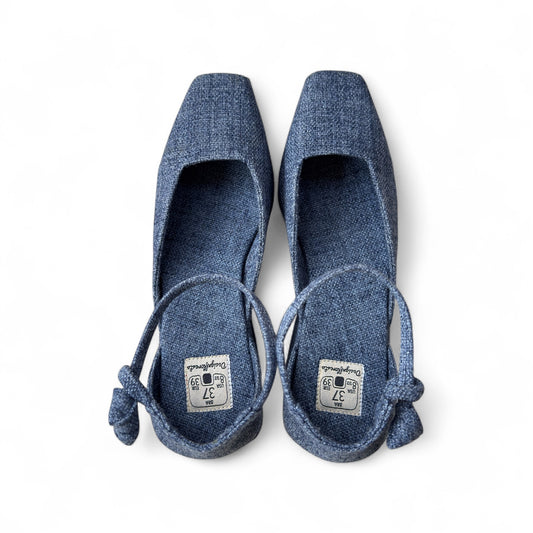 Sapato Kyoto Pata Cor Jeans Salto Bloco 9cm Meia Pata 3cm N.37