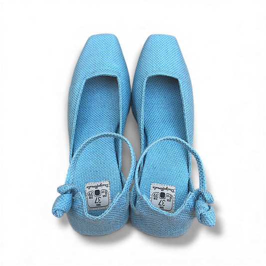 Sapato Kyoto Pata Cor Azul Lua Salto Bloco 7 cm N.37