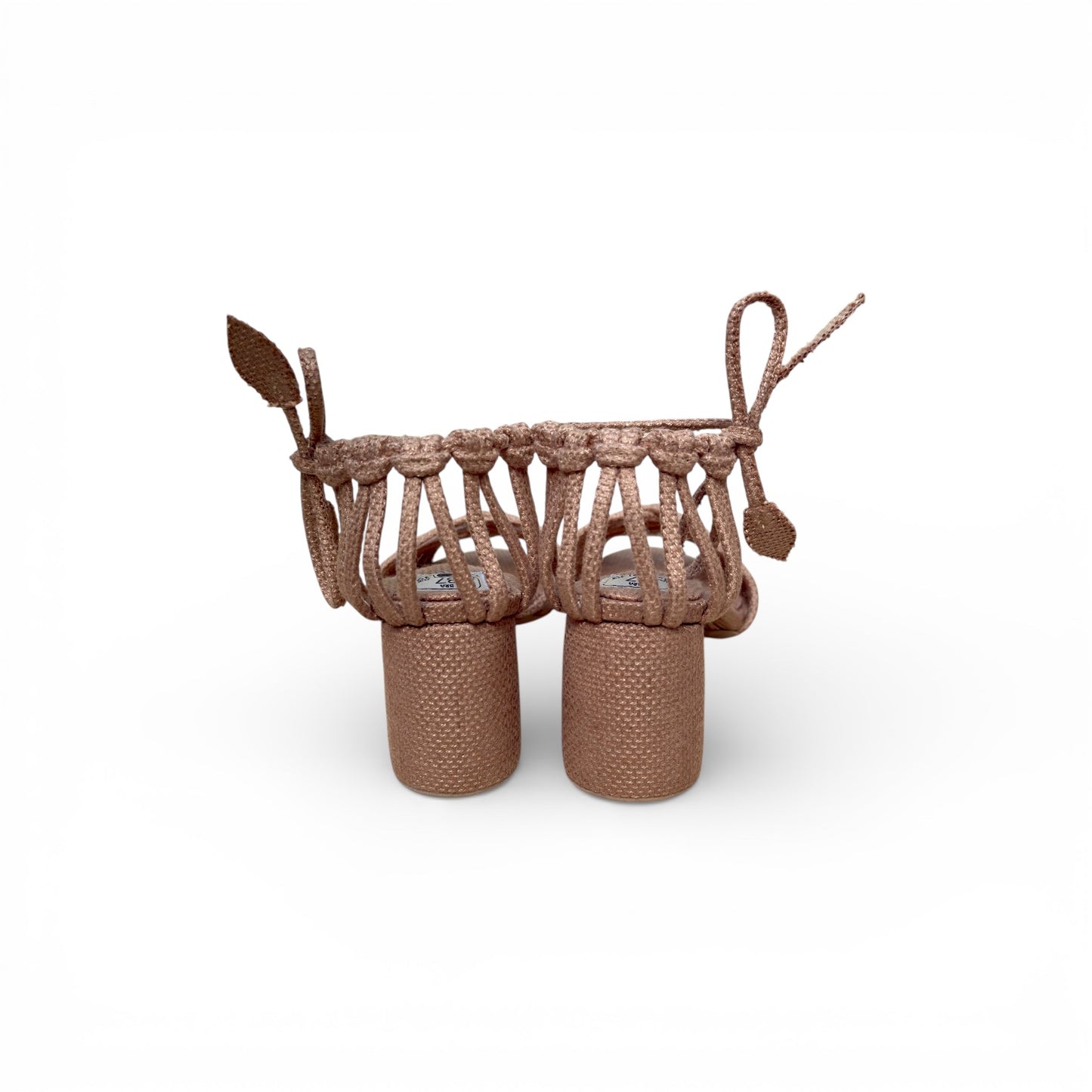 Sandália Trança Verão Cor Palha Salto Bloco Altura 5,5 cm n.37