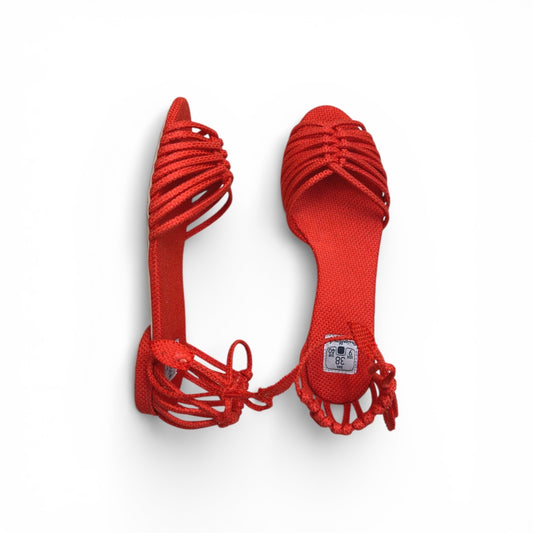 Sandália Trança Verão Cor Abóbora Salto Altura 1 cm n.38