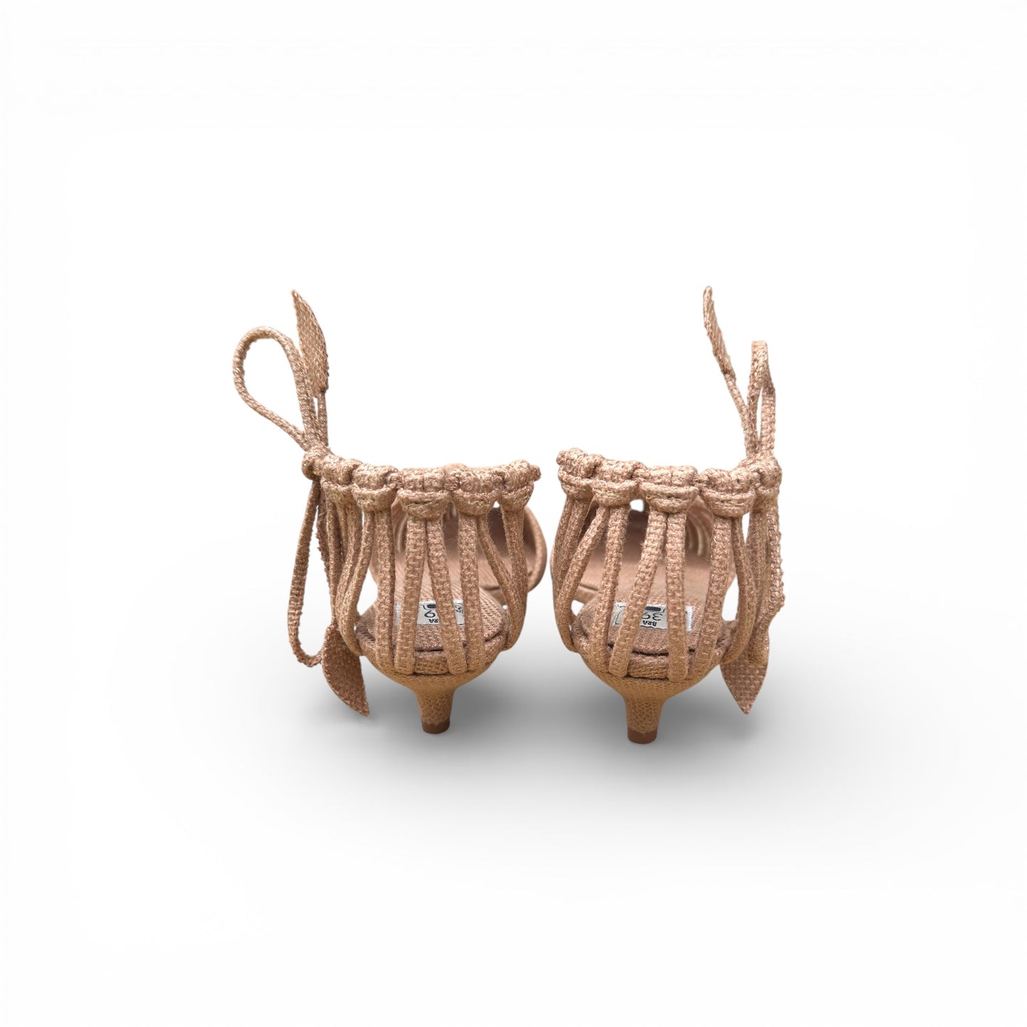 Sandália Palmeira Cor Palha Salto Agulha Altura 3 cm