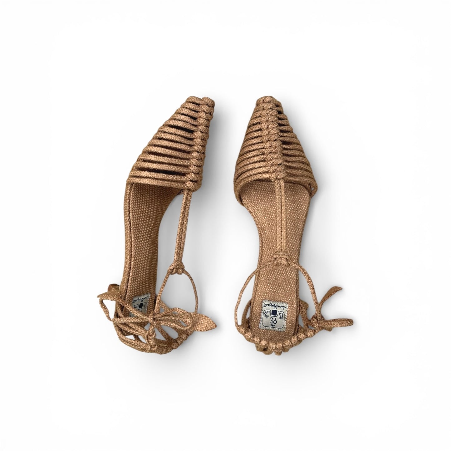 Sandália Palmeira Cor Palha Salto Agulha Altura 3 cm