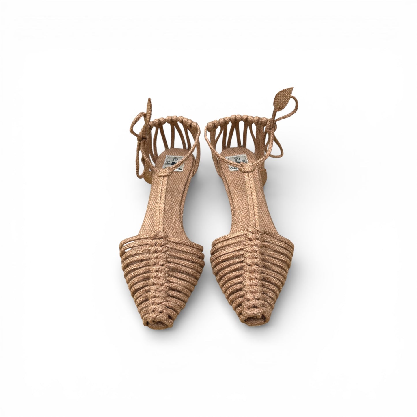 Sandália Palmeira Cor Palha Salto Agulha Altura 3 cm