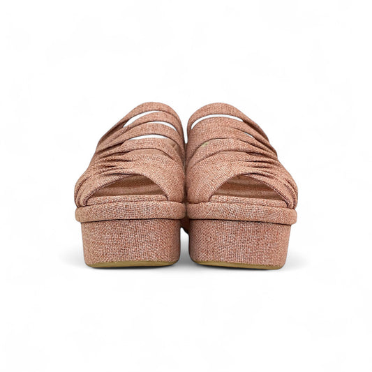 Tamanco Tamarindo Cor Rosa Claro Salto Bloco 9cm Meia Pata 3cm N.38