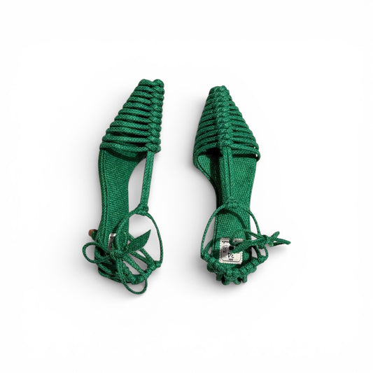 Sapato Palmeira Cor Folha Salto Agulha Altura 3 cm