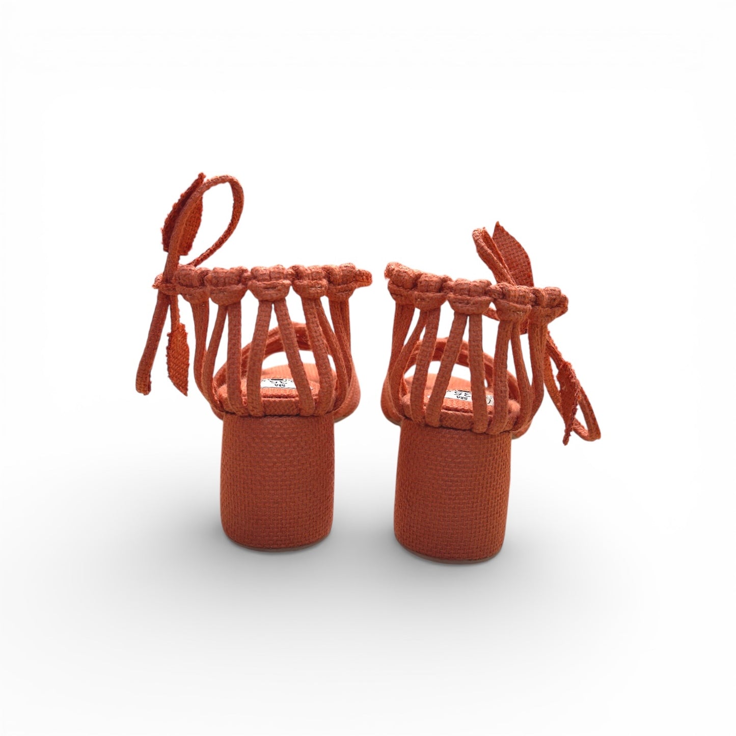 Sandália Trança Verão Cor Tangirina Salto Bloco Altura 5,5 cm n.35