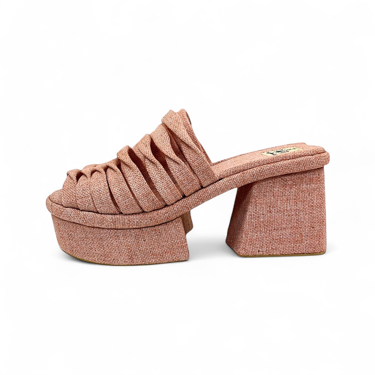 Tamanco Tamarindo Cor Rosa Claro Salto Bloco 9cm Meia Pata 3cm N.38