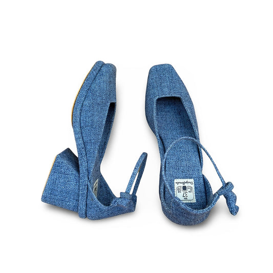 Sapato Kyoto Baixo Cor Jeans Salto Bloco 7cm N.37