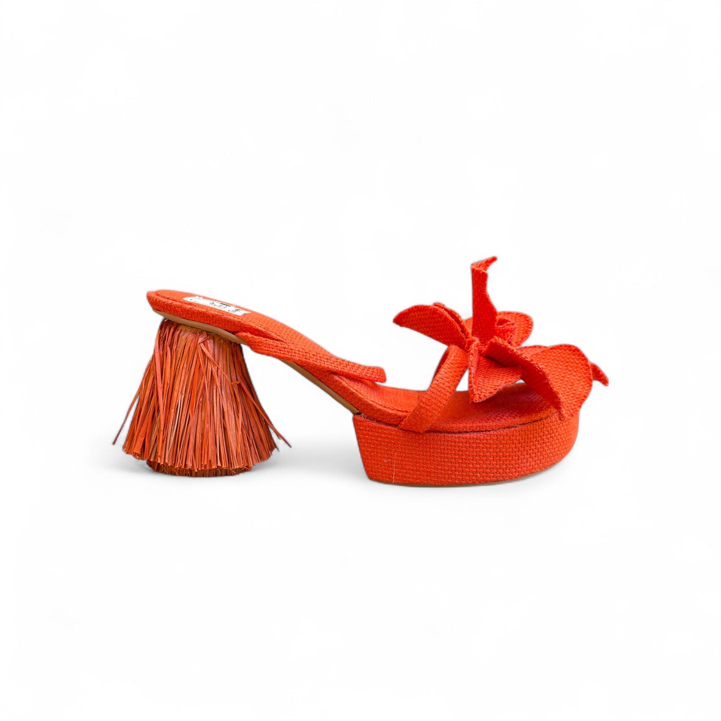 Sandália Orquídea Gigante Cor Abóbora Meia Pata 3cm Salto 9cm n.36