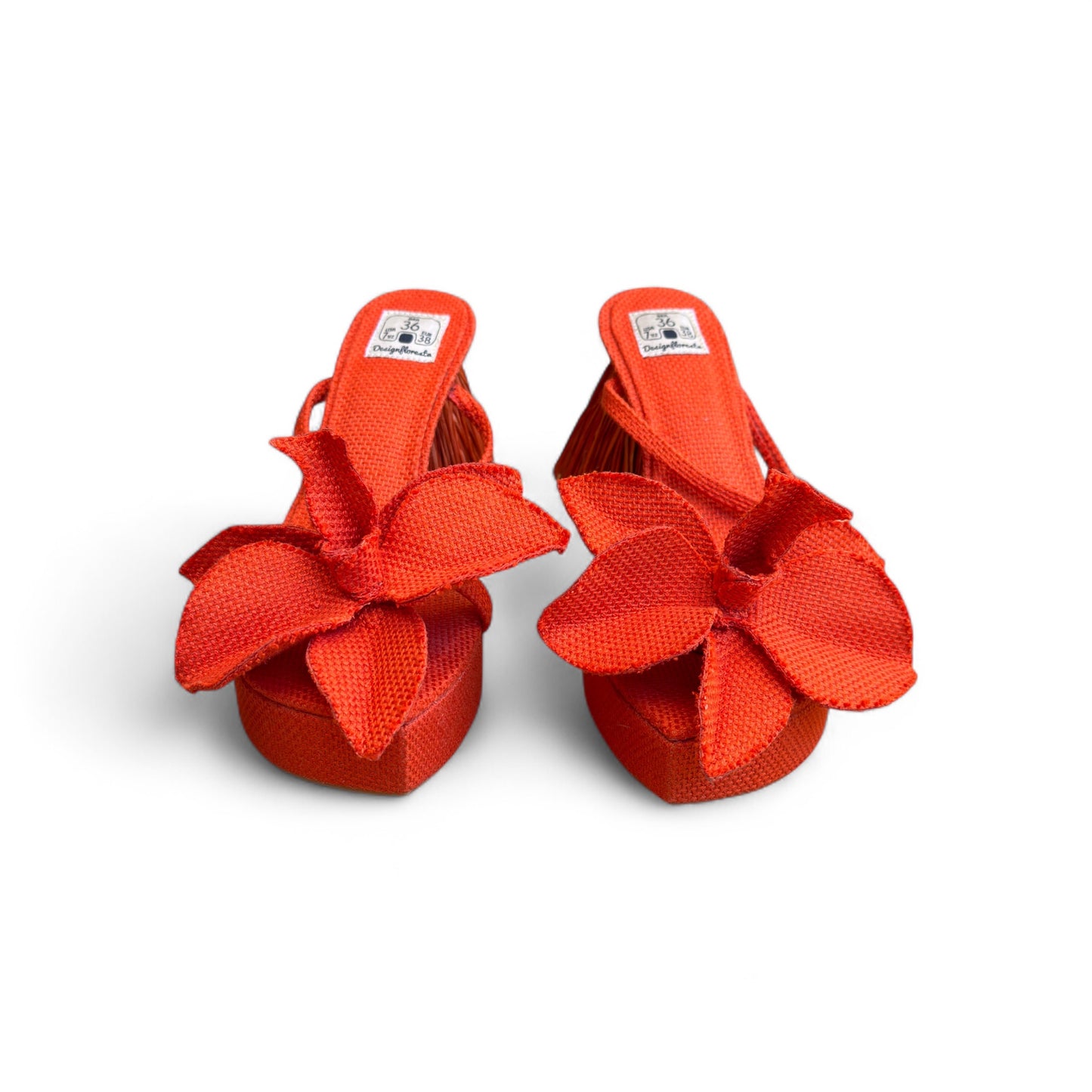 Sandália Orquídea Gigante Cor Abóbora Meia Pata 3cm Salto 9cm n.36