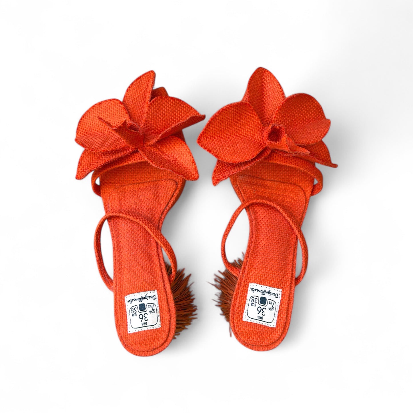 Sandália Orquídea Gigante Cor Abóbora Meia Pata 3cm Salto 9cm n.36