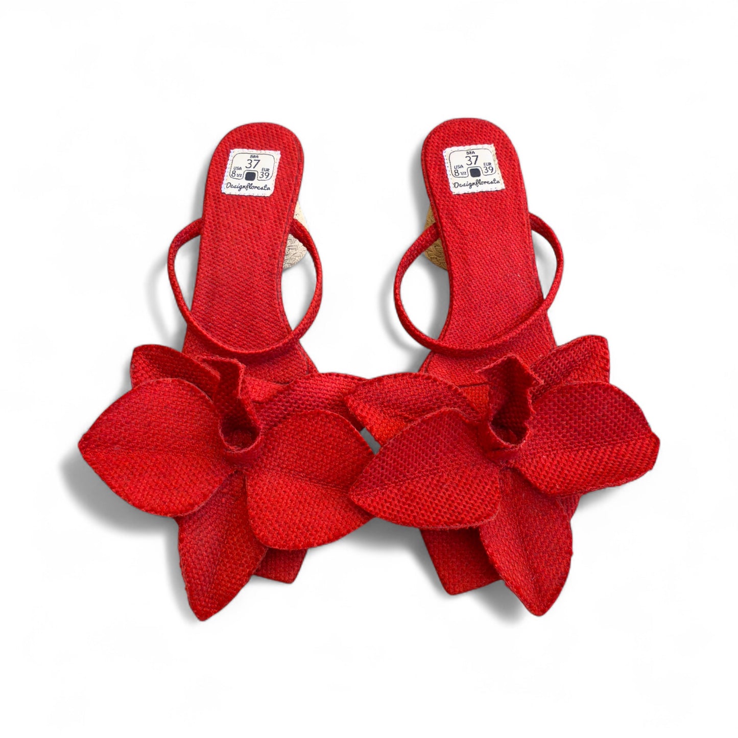 Sandália Orquídea Gigante Cor Vermelho Cereja Salto Rev. Buriti Altura 3cm n.37