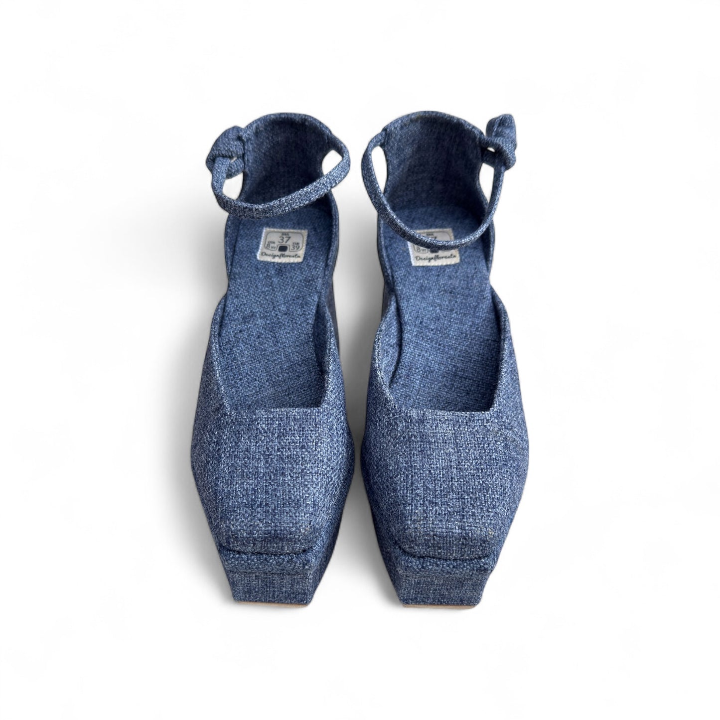 Sapato Kyoto Pata Cor Jeans Salto Bloco 9cm Meia Pata 3cm N.37