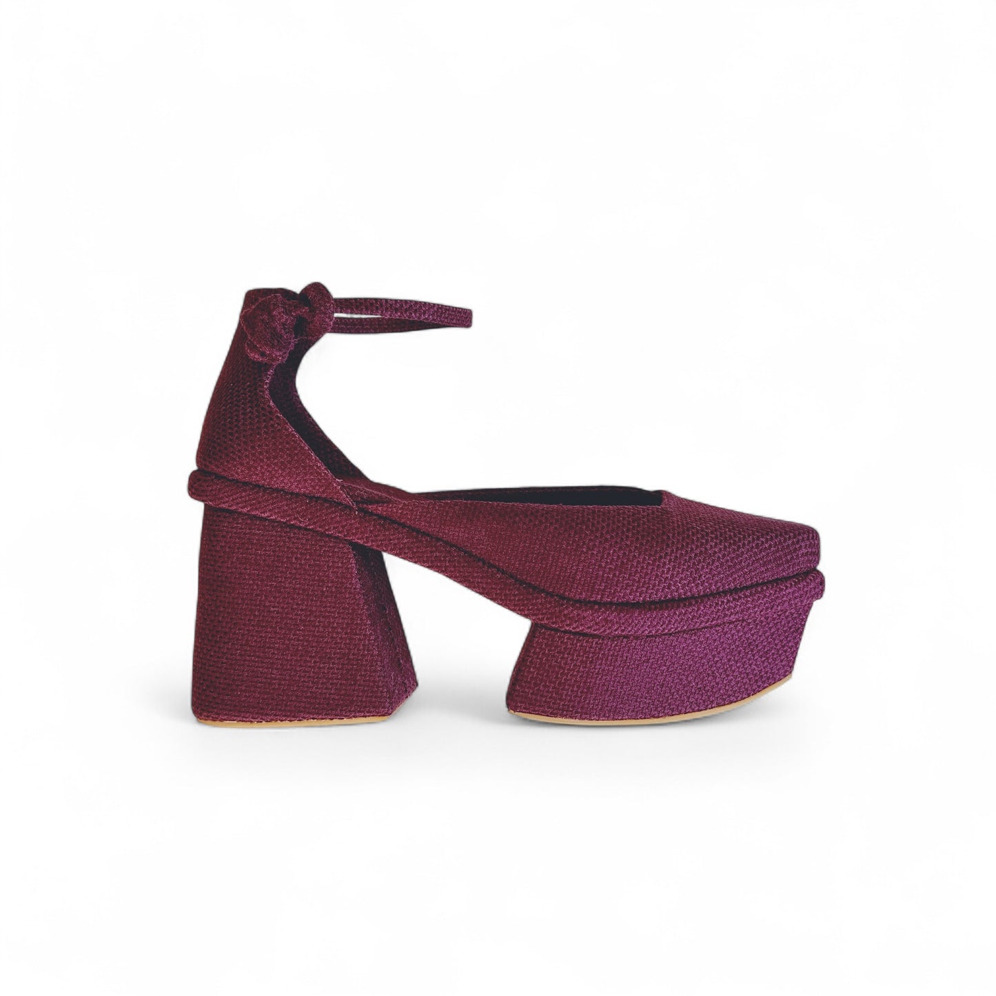 Sapato Kyoto Pata Cor Beterraba Salto Bloco 9cm Meia Pata 3cm N.36