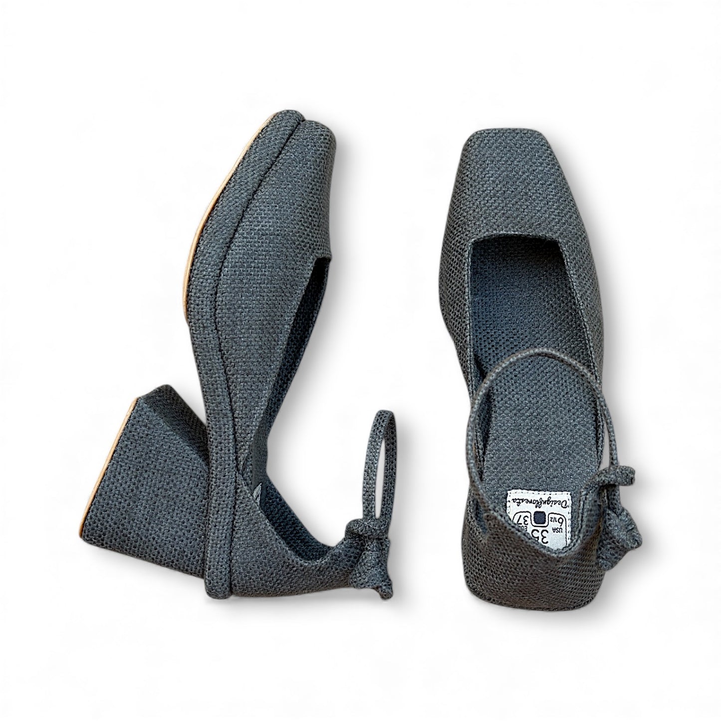 Sapato Kyoto Baixo cor Chumbo Salto Bloco 7cm N.35