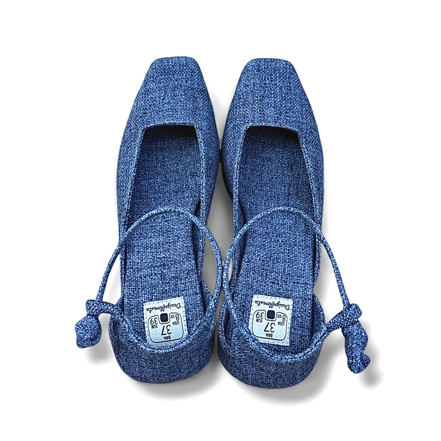 Sapato Kyoto Baixo Cor Jeans Salto Bloco 7cm N.37