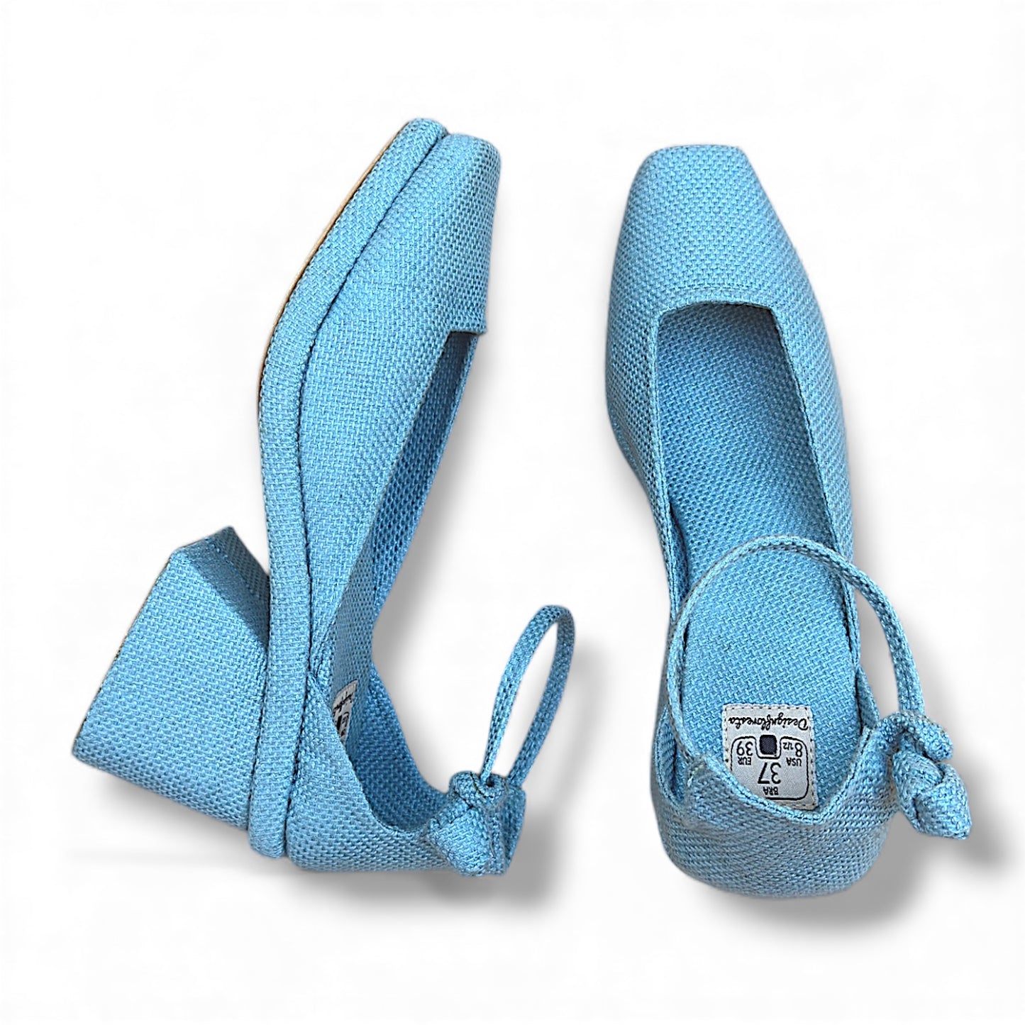 Sapato Kyoto Pata Cor Azul Lua Salto Bloco 7 cm N.37